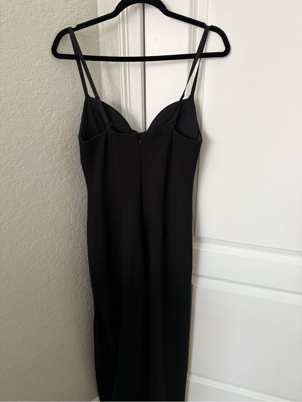 Good American Black Spaghetti Strap Maxi Dress with Side Slit - Picture 3 of 3